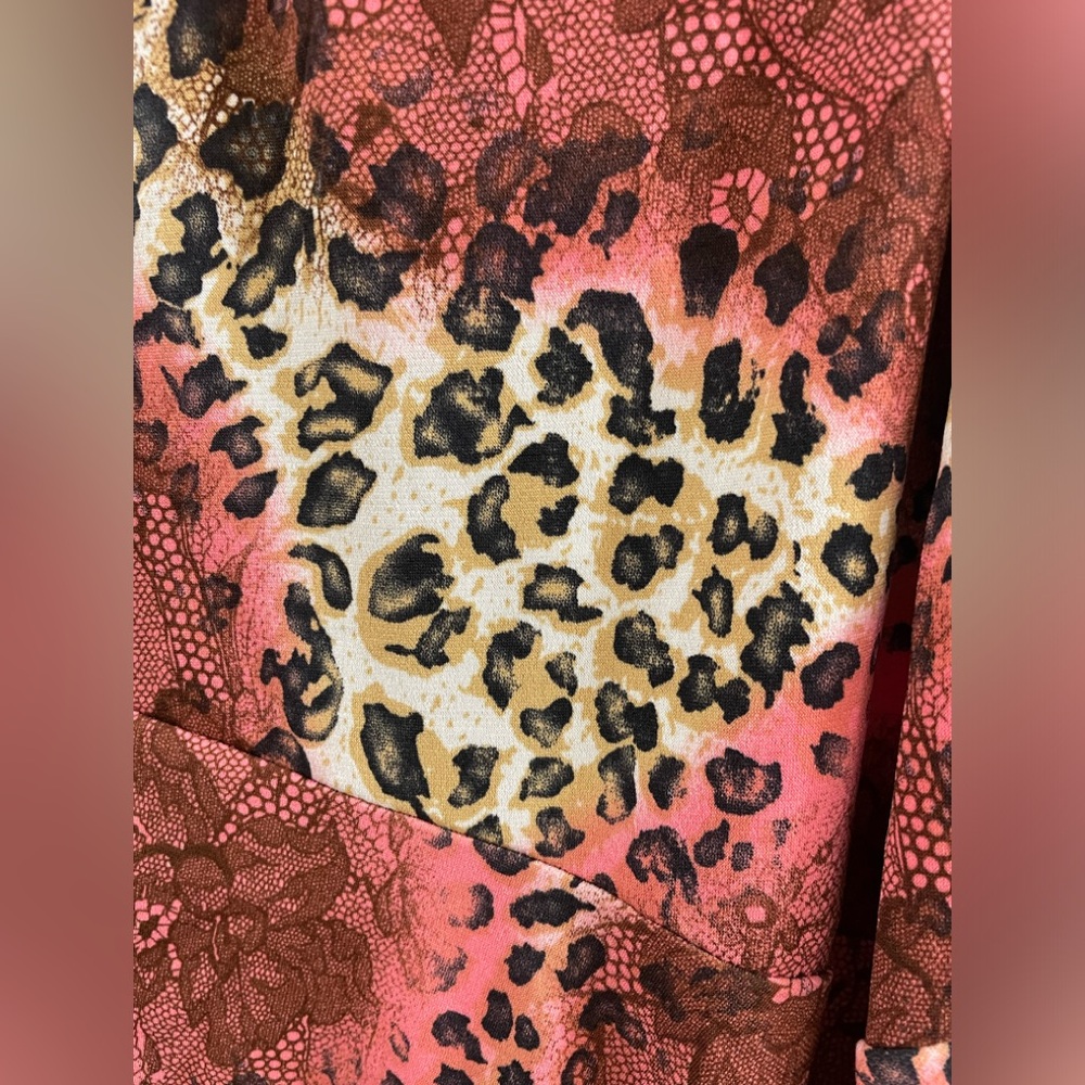 Baranda Black/Pink Leopard Print Midi Skirt Sz(S) - Picture 4 of 5